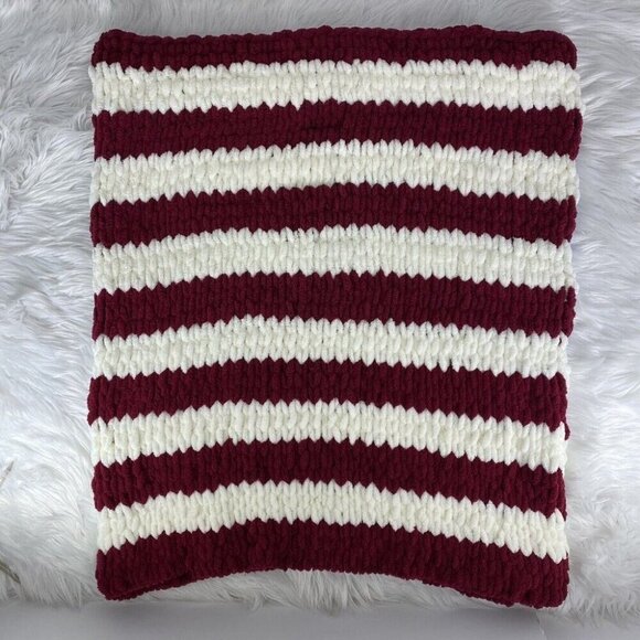 Handmade USA Flag Theme Bernat Alize Soft Crochet Afhgan Throw Blanket 31 X 55 - Picture 9 of 13